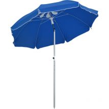Parasol inclinable octogonal ø 190 cm tissu polyester haute densité anti-UV hauteur réglable mât alu sac de transport inclus bleu