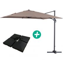 Habitat Et Jardin - Parasol jardin déporté Alu 'Sun 3' - Carré - 3 x 3 m - Taupe - Dalles incluses