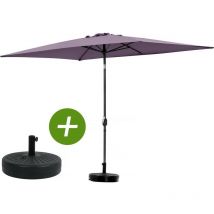 Habitat Et Jardin - Parasol jardin 'Sol 2' - Rectangle - 2 x 3 m - Violet + Dalles à lester incluses
