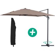 Habitat Et Jardin - Parasol Lateral de jardín Alu 'Sun 3' – Cuadrado – 3 x 3 m – Topo+ funda protectora