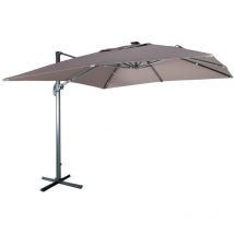 Parasol déporté solaire led 3x3m Luce taupe avec lumière intégrée + housse