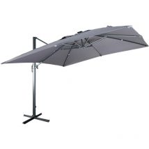 Parasol déporté solaire led 3x3m Luce gris avec lumière intégrée + housse