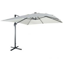 Parasol déporté solaire led 3x3m Luce écru avec lumière intégrée + housse