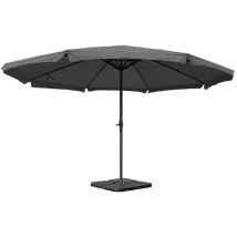 Parasol Meran Pro, gastronomie, parasol pour marché avec volantsØ 5m polyester/alu 28 kg, anthracite avec socle