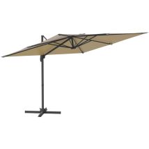 Parasol meuble de jardin cantilever à led 400 x 300 cm taupe