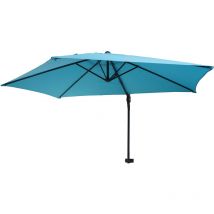 Parasol mural Casoria, parasol déporté pour le balcon, 3m, inclinable, turquoise