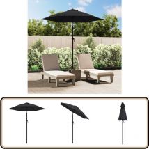 Parasol Noir 200x224 cm Aluminium - Parasol Noir - Parasol Extérieur - Parasol Inclinable - Parasol Aluminium - Parasol Jardin