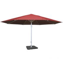 Parasol pour restauration ø 5m mât polyester/aluminium blanc 28kg rouge avec pied 040003857