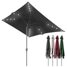 Parasol rectangular uv hasta UV30+, inclinable 2,1x1,4m, con soporte y led, Gris - Swanew