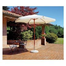 Caesaroo - Parasol rond 2,85 cm Standard avec mât latéral en bois teck et toile de couverture écru - Subiaco