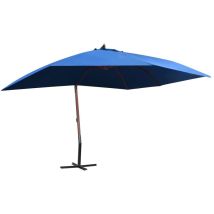 Helloshop26 - Parasol suspendu avec mât en bois 400 x 300 cm bleu