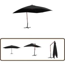 Parasol suspendu avec mât en bois 400x300 cm Noir - Parasol Suspendu - Parasol Exterieur - Parasol Bois - Parasol Noir - Parasol Grand Format