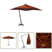 Doc&et² - The Living Store Parasol de jardin suspendu avec mât terre cuite bois de sapin - Parasol De Jardin - Parasol Suspendu - Parasol En Bois