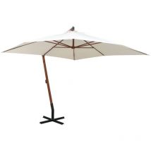 Parasol suspendu avec poteau en bois 300x300 cm blanc