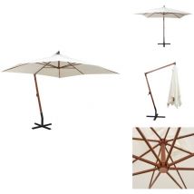 Parasol suspendu avec poteau en bois 300x300 cm blanc - Parasol Suspendu - Parasol De Jardin - Parasol En Bois - Ombrelle Extérieure - Parasol