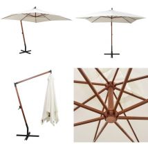 Parasol suspendu avec poteau en bois 300x300 cm blanc - Parasol Suspendu - Parasol De Jardin - Parasol En Bois - Ombrelle Extérieure - Parasol