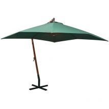 Parasol suspendu avec poteau en bois 300x300 cm vert