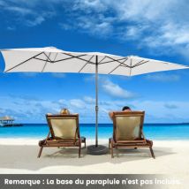 Maisonchic - Parasol Terrasse à 10 ctes Cadre Métal Poignée Manivelle Sommet Ventilé Grand Parasol Double Jumeau pour Cour Balcon Patio Plage Piscine