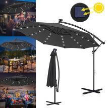 Parasoles y sombrillas Sombrilla de jardín led solar, Con protección uv de manivela Para jardín y terraza, antracita, 3M Hengmei