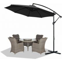 Parasols en aluminium Parasol de jardin avec protection solaire Parasols en porte-à-faux réglables en hauteur avec manivelle UV40+ (Ø350 cm, gris