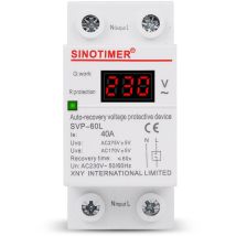 Euritecsa - Parasurtenseur monophasé SVP-60L, dispositif de protection de tension automatique, disjoncteur électrique 40A