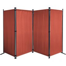 Paravent 220 x 165 cm Séparateur de tissu Jardin en 4 parties pliable Balcon Écran de confidentialité partition Rouge-Orange