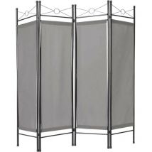 Le Poisson Qui Jardine - Paravent 4 pans, Gris, 180 x 160 cm pour chambre et salle de bains