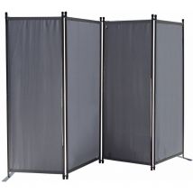 Quick-star - Paravent 4 pièces 165 x 220 cm tissu séparateur de pièce séparation de jardin balcon écran d'intimité pliable gris fumée