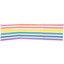 Paravent 4 Poteaux Acier Polyester Rayures Couleurs 360X80 cm Plage, Piscine, Jardin