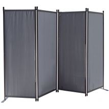 Paravent 4 Teilig 165 x 220 cm Stoff Raumteiler Trennwand Balkon Sichtschutz Stellwand Faltbar Grau
