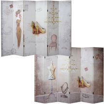 Décoshop26 - Paravent 6 panneaux vintage séparateur de pièce mode rétro pailleté certifié fsc 180x240cm 040004140