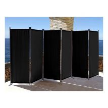 Paravent 6 Teilig 340x165cm Stoff Raumteiler Trennwand Balkon Sichtschutz Stellwand Faltbar Schwarz