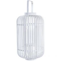 Bougeoir Bambou Verre 28X28X47 Blanc