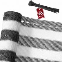 Brise vue balcon Tissu hdpe Pare-soleil brise-vue jardin Protection uv vent Résistant aux intempéries Gris - blanc 1.2x10 m