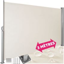 Tectake - Paravent rétractable et extensible avec enrouleur - paravent, brise vue, store latéral 200 x 300 cm