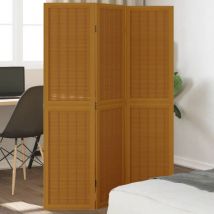 Paravent, Cloison de séparation 3 panneaux marron bois paulownia massif FR933243 Maison Chic