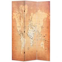 Paravent, Cloison de séparation pliable 120 x 170 cm Carte du monde Jaune FR603718 Maison Chic