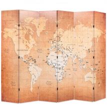 Maisonchic - Paravent, Cloison de séparation pliable 228 x 170 cm Carte du monde Jaune FR196915 Maison Chic