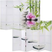 HHG - Paravent / cloison de séparation T234, 6 pans, motif Kho Samui 180x240cm