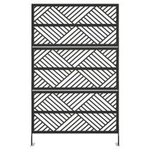 Vente-unique - Paravent d'extérieur design géométrique ajouré en métal - L117 x H190 cm - Noir - mondrili