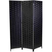 Vacchetti - Paravent en polyester 3 panneaux noir 40x175 cm