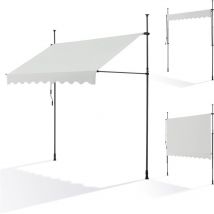 Canopée Auvent rétractable beige 2.5m Store Manuel Balcon Exterieur sans Percer avec Marquise Soleil terrasse Hauteur réglable