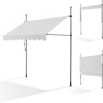 Canopée Auvent Rétractable Beige 2.5m Store Manuel Balcon Exterieur Sans Percer Avec Marquise Soleil Terrasse Hauteur Réglable