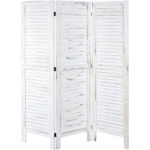 Paravent HHG-519, cloison de séparation, pare-vue, brise-vue, style shabby chic, 170x120cm, blanc