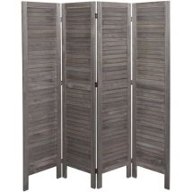 Paravent HHG-523, Trennwand Sichtschutz Raumteiler, Shabby-Look 170x162cm grau-braun