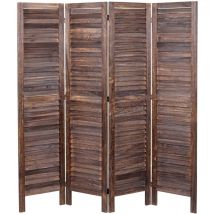 Paravent HHG-523, Trennwand Sichtschutz Raumteiler, Shabby-Look 170x162cm braun