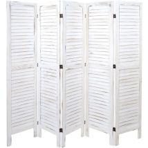 Hegele - Biombo HHG-527, biombo separador de ambientes, aspecto desgastado 170x200cm, blanco