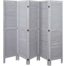 Jamais utilisé] Paravent HHG-527, cloison de séparation, pare-vue, brise-vue, style shabby chic, 170x200cm, gris foncé