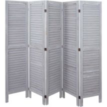 Hegele - Paravent HHG-527, cloison de séparation, pare-vue, brise-vue, style shabby chic, 170x200cm, gris foncé