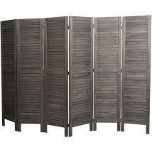 Biombo HHG-531, biombo separador de ambientes, aspecto desgastado 170x240cm, gris-marrón